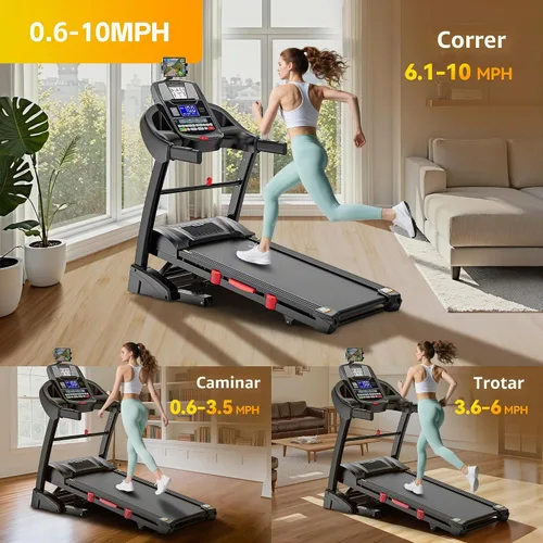 Vista 8 de Cinta de correr plegable con capacidad de 400 lbs para el hogar con inclinación del 15%, cinta de correr de 5.0 HP para hacer ejercicio, 0.6–10 MPH