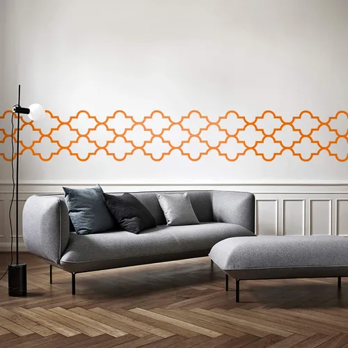 Vista 2 de Calcomanía de vinilo para pared, patrón de cuadrícula, 20 x 119 pulgadas, decoración moderna de formas geométricas de simetría para el hogar