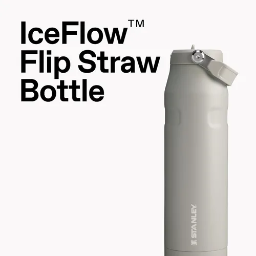 Vista 4 de STANLEY - Botella de agua IceFlow Flip Straw 2.0 con pajilla abatible, abertura más grande, acero inoxidable aislado, sin bisfenol A, 16 onzas