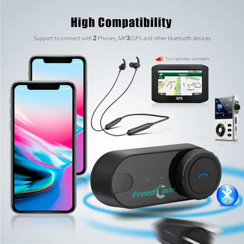 Vista 6 de FreedConn Auriculares Bluetooth para motocicleta TCOM VB - Altavoces para casco de motocicleta, 3 riders Paring 800M 2 Riders Talking Helmet