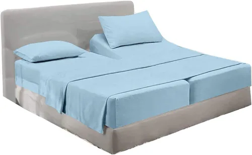 Vista 46 de Juego de sábanas divididas tamaño Queen para cama ajustable, juego de sábanas divididas de 5 piezas para cama Queen dividida de 600 hilos, 100%