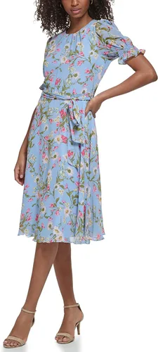 Vista 3 de Jessica Howard Womens Floral Fit & Flare Chiffon Midi Dress