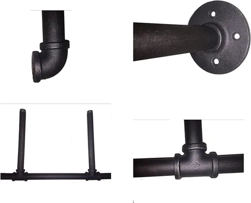 Vista 4 de Estante de tubo de hierro retro industrial para montaje en pared, estantería abierta de bricolaje, soporte colgado, estantes de cocina para mejoras