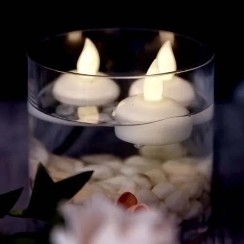 Vista 3 de Velas flotantes IMAGE sin llama luces LED flotantes de té, paquete de 12 velas impermeables para boda, fiesta, spa, hogar, interior, exterior Blanco