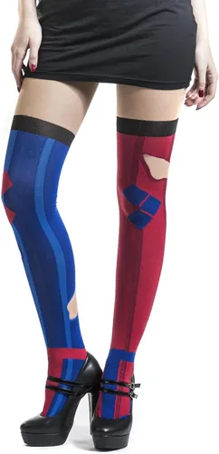 Vista 4 de DC Comics Medias de disfraz transparentes para mujer Harley Quinn, Azul