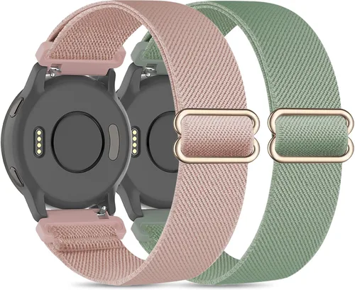 Vista 15 de Paquete de 2 bandas elásticas de nylon para relojes compatibles con Garmin Vivoactive 5/6/Forerunner 55/165, correas deportivas ajustables de negro