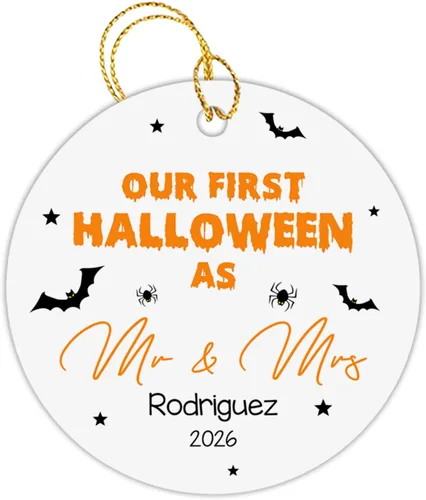 Vista 9 de Adorno personalizado para el primer Halloween en nuestro nuevo hogar 2025, adorno de Halloween personalizado para el hogar con dirección y nombres