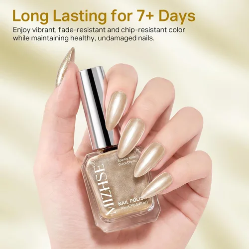 Vista 58 de MIZHSE Esmalte de uñas blanco perla de secado rápido, esmalte de uñas
