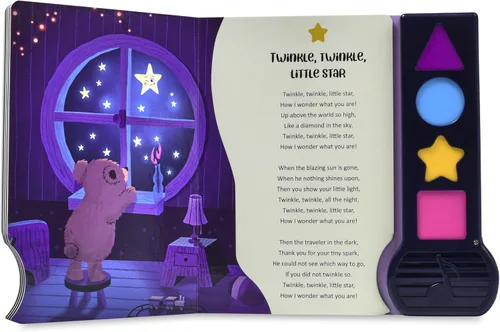 Vista 6 de Libro musical para niños pequeños con canciones de cuna, juguete interactivo, centelleante, estrellita centelleante, cantar, libro de sonido