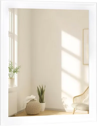 Vista 17 de Espejos redondos de 24 pulgadas, espejo de pared rústico decorativo de transición de nogal oscuro con grano de madera para baño, espejo de tocador