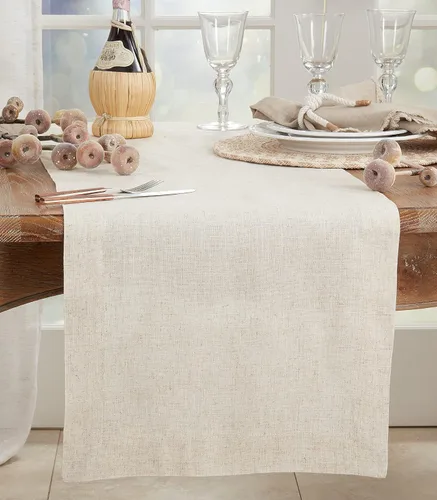 Vista 3 de SARO LIFESTYLE Toscana Collection Camino de mesa liso, 16 x 36 pulgadas, natural