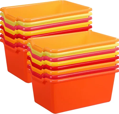 Vista 8 de Dandat 16 cubos para libros de plástico para aula, serie azul