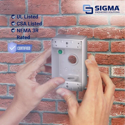 Vista 6 de SIGMA ENGINEERED SOLUTIONS 14250WH Caja de Salida Eléctrica de Metal, Resistente a la Intemperie, Protector de Enchufe y Receptáculo de Montaje
