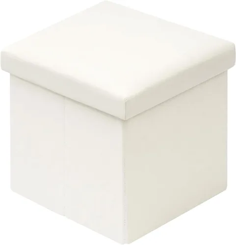 Vista 12 de B FSOBEIIALEO Cubo otomano plegable de almacenamiento con piel sintética para sala de estar, dormitorio, oficina en casa, reposapiés de Negro