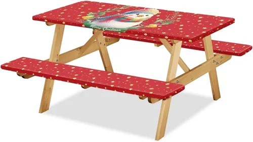 Vista 12 de Funda de mesa de picnic con fundas de banco, resistente al viento, resistente a las manchas, mantel de camping y accesorios de viaje, juego de 3