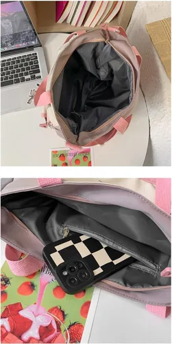 Vista 6 de Bolso cruzado Kawaii para niña bolso de mano de empalme color escolar mochila japonesa mochila astética