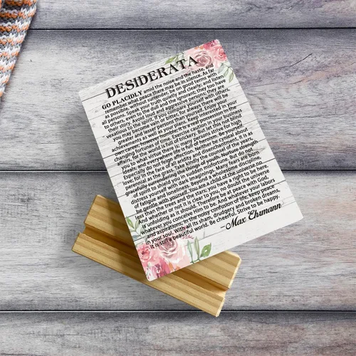 Vista 5 de Desiderata Poem - Placa rústica para decoración de escritorio, con soporte de madera, cita motivacional, letrero decorativo de madera