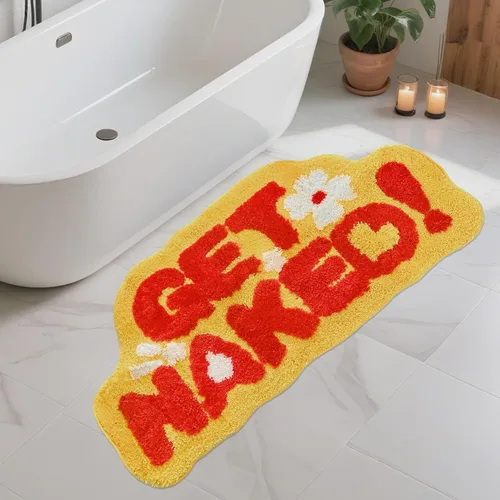 Vista 10 de Get Naked - Alfombra de baño negra – Divertida alfombra de baño antideslizante de felpa, 20 x 40 pulgadas, microfibra absorbente de secado rápido