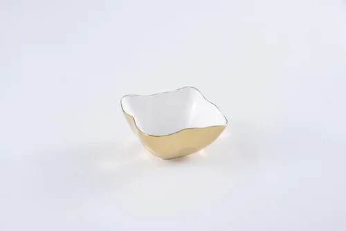 Vista 2 de Pampa Bay Moonlight - Cuenco cuadrado de porcelana sin deslustre con titanio dorado