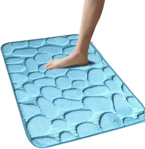 Vista 8 de Alfombra antideslizante de Baño De Franela Gruesa Antideslizante, Almohadilla De Espuma Viscoelástica, Adoquín En Relieve, Alfombra De Suelo De