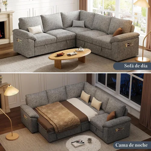 Vista 13 de Sofá modular modular de 85 pulgadas con cama extraíble, sofá cama, gris Gris-oscuro