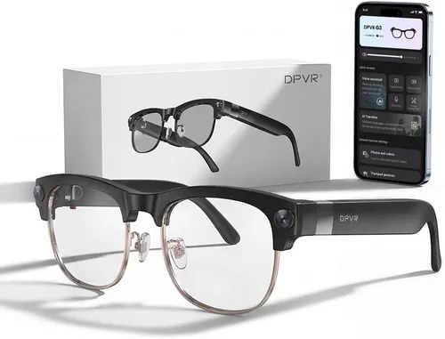 Vista 11 de DPVR Lentes inteligentes AI con cámara y Bluetooth – Gafas de cámara HD de 8 MP para hombres y mujeres, gafas de grabación de video con asistente