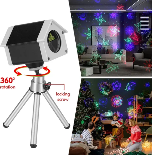 Vista 6 de Luces de proyector láser navideño Lunmore, proyección láser al aire libre de 30 patrones, proyectores de paisaje para interior, exterior, hogar
