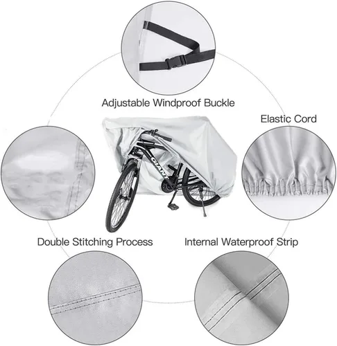 Vista 4 de Wakauto Cubierta impermeable para bicicleta, cubierta a prueba de polvo, impermeable, para bicicleta de montaña, cubierta impermeable para bicicleta