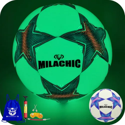 Vista 10 de Balón de fútbol que brilla en la oscuridad, tamaño 3/4/5 con bomba, bolas de fútbol luminosas brillantes, regalos para adolescentes, jóvenes
