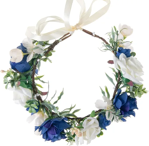 Vista 2 de Floral Fall - Corona ajustable para novia, flor, guirnalda, flor, corona de pelo, Halo F-83