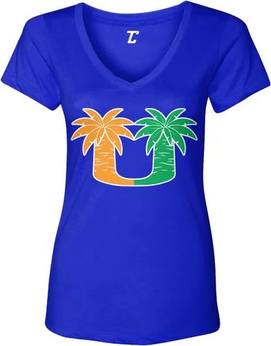 Vista 3 de Palm Trees - College Sports Miami - Camiseta con cuello en V para mujer Negro