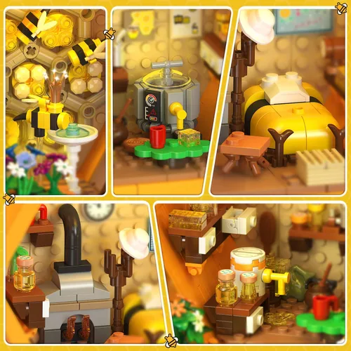Vista 4 de INSOON Bee House - Juego de construcción con luces para adultos, kit