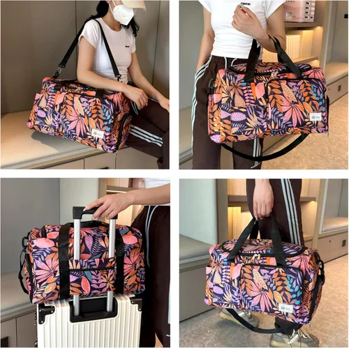Vista 216 de Pequeña bolsa de gimnasio para mujer, bolsa de viaje con compartimento para zapatos