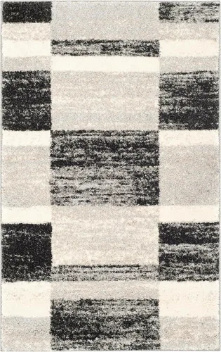 Vista 9 de SAFAVIEH Retro Collection - Alfombra de pasillo, 2 pies 3 pulgadas x 7 pies, negro y gris claro, diseño abstracto moderno, no desprende pelusa