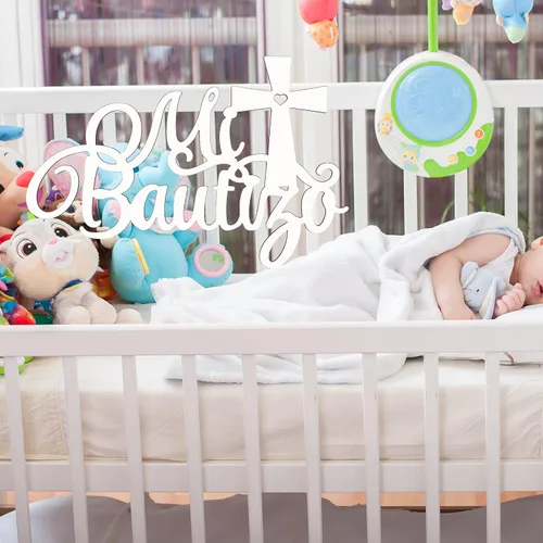 Vista 5 de Bucherry Mi Bautizo - Letrero decorativo para baby shower, decoración de bautizos de madera, decoración de primera comunión, estilo rústico, 15.0 x