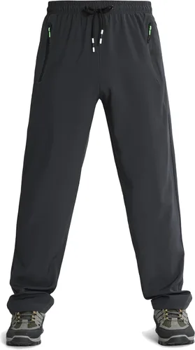 Vista 6 de Pantalones deportivos ligeros para hombre, de secado rápido, pantalones de senderismo para correr, deportes, gimnasio, bolsillos con cremallera
