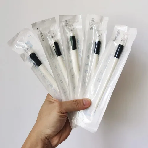 Vista 5 de Microblading Supplies - Bolígrafo desechable Microblading esterilizado de 18U Microblading con agarre de silicona y esponja de pigmento (0.007 in)