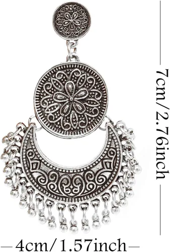 Vista 2 de Honbay Pendientes de moda bohemia, estilo nacional, retro, aretes colgantes gitanos