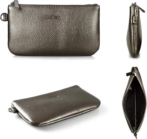 Vista 7 de befen Monedero de mano con monedero negro + monedero metálico de peltre para mujer