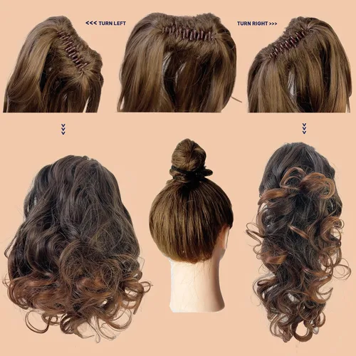 Vista 6 de PRETTYSHOP 16 o 20 pulgadas clip para el pelo en extensión cola de caballo 2 en 1 rizada resistente al calor