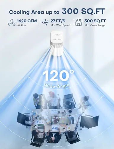 Vista 5 de Aire acondicionado portátil 4 en 1, enfriador de aire evaporativo con 4 modos y 3 velocidades, temporizador de 15 horas para apagado automático