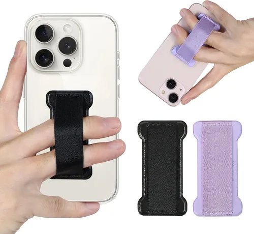 Vista 24 de Soporte de agarre para teléfono de mano, soporte universal para teléfono con correa para dedo, agarre para selfie compatible con la mayoría de 3