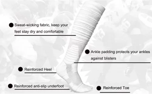 Vista 5 de Valcatch 2 pares de calcetines de fútbol fruncidos extra largos acolchados hasta la rodilla, calcetines deportivos antideslizantes para jóvenes