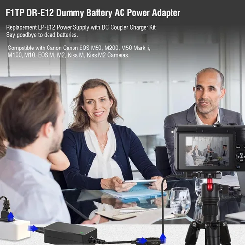 Vista 4 de ACK-E12 Adaptador de fuente de alimentación de CA DR-E12 Kit de acoplador de CC para cámaras Canon EOS M M2 M10 M50 Mark II M100 M200.