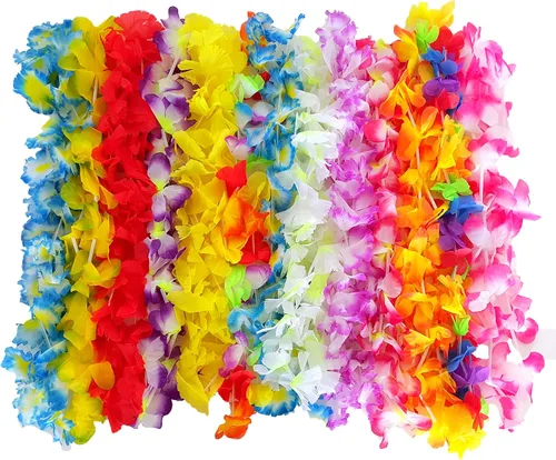 Vista 3 de Dondor Collar de Leis tropicales de las empresas, Leis hawaiano de la flor de Luau