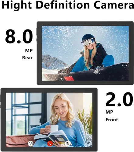 Vista 3 de Tablet Android 15 de 10 pulgadas con funda, 12 GB de RAM + 64 GB de ROM (expandible a 1 TB), tablet con procesador de cuatro núcleos, 5G WiFi 6