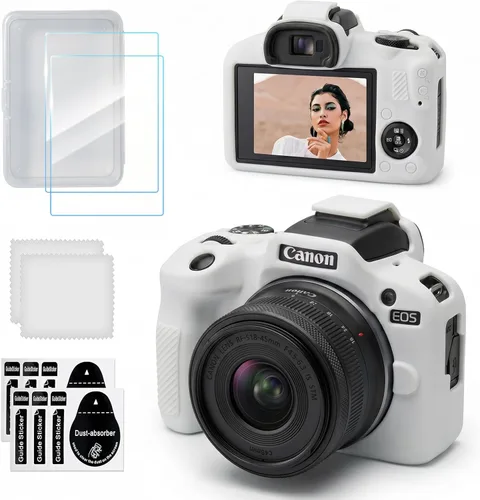 Vista 13 de Funda para cámara Canon EOS R100, funda protectora de silicona suave con protector de pantalla Accesorios para Canon R100, antiarañazos, goma ligera