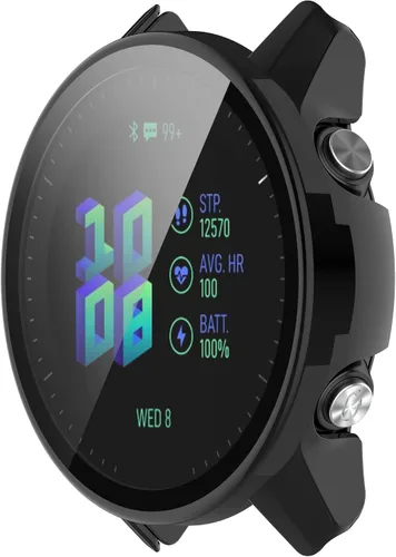 Vista 2 de Funda protectora compatible con Garmin Forerunner 955 Protector de pantalla para Garmin Forerunner 955 Solar PC+vidrio templado cobertura completa 3