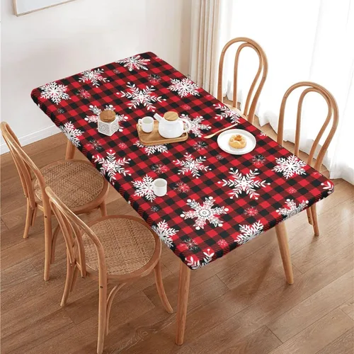 Vista 27 de Fiokroo Mantel de hojas de arce otoñales con borde elástico, mantel redondo de Acción de Gracias hoja de otoño lavable reutilizable cubierta de mesa