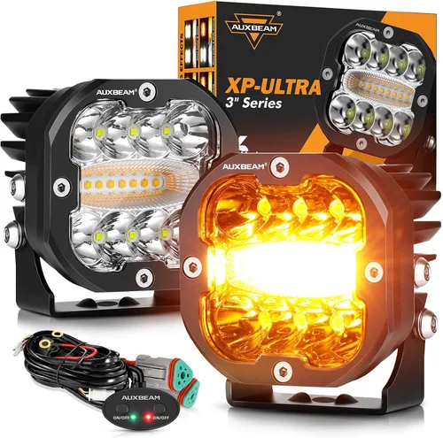 Vista 22 de Auxbeam Color Play Series SAE - Luces antiniebla LED de 3 pulgadas con DRL blanco y señal de giro para Ford Honda, Nissan, Subaru, Acura, Lexus